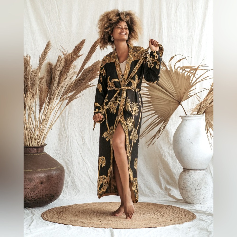 BRAHMAKI Sunflower Power Original Reversible Kaftan NWOT